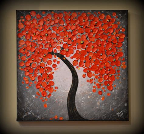 Contemporary Art Fall Tree Painting Blue Grey Abstract Etsy In 2021