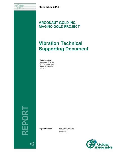 Pdf Argonaut Gold Magino Gold Project Vibration Technical