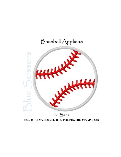 Baseball Embroidery Design Baseball Applique Embroidery Etsy