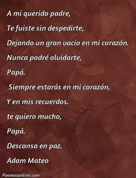 Mejores Poemas Para Despedir A Un Padre Fallecido Poemas Online