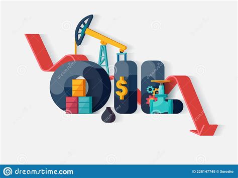 Falling Oil Prices Typographic Poster Stock Vector Illustration Of