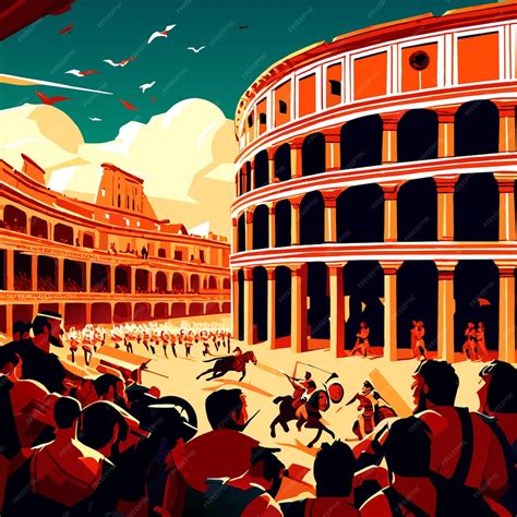 Premium Vector Gladiators Fighting In The Arena Of Roman Colosseum