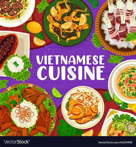 Vietnamese Cuisine Meals Menu Cover Template Vector Image