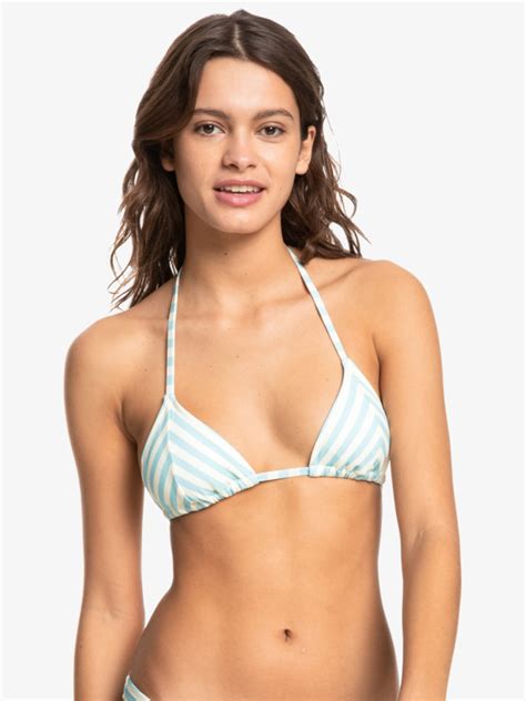 Chevron Rib All Over Print Slide Triangle Bikini Top For Women