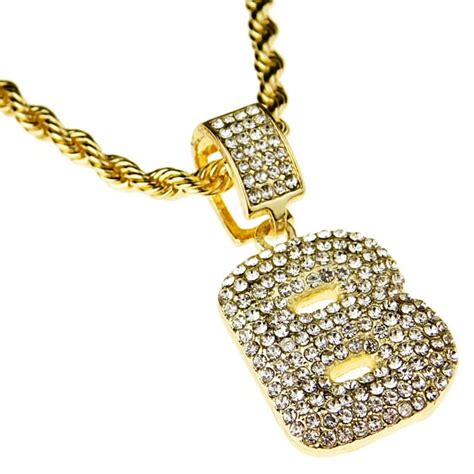 Bling Cartel Bubble Letter B Block Initial 24 Rope Chain Bling