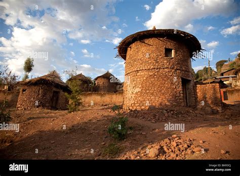 Ethiopia Lalibela Traditional Huts In Lalibela At Sunset Stock Photo