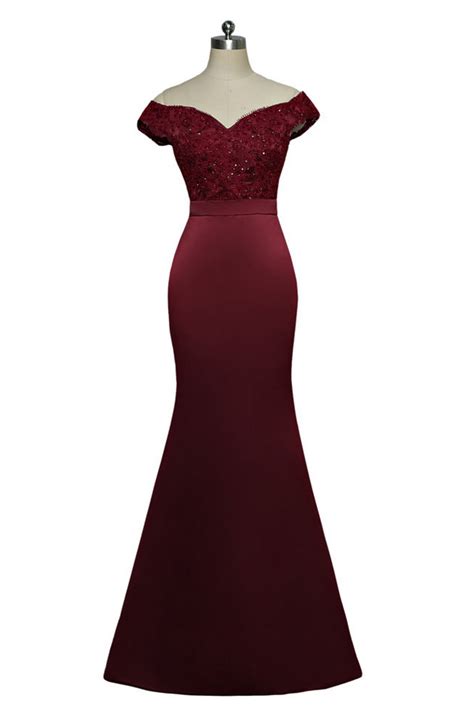 Burgundy Evening Dresses Mermaid V Neck Cap Sleeves Appliques Lace Beaded Women Long Evening