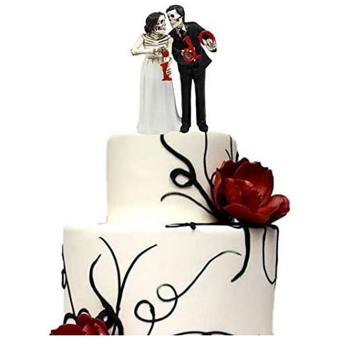 Day Of The Dead Wedding Skeleton Bride Groom Holding I Do Sign Figurine Cake Topper 6h Love