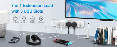 Extension Lead With 3 Usb Slots 4 Way Multi Plug Extension Keystone 4