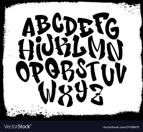 Handwritten Graffiti Font Alphabet Alphabet Vector Image