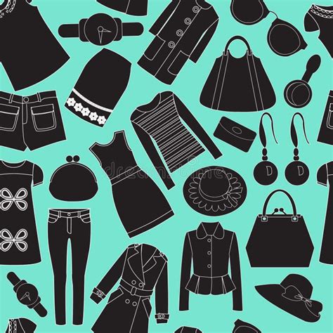 Fashion Clothes Shopping Icons Vector Background Seamless Pattern