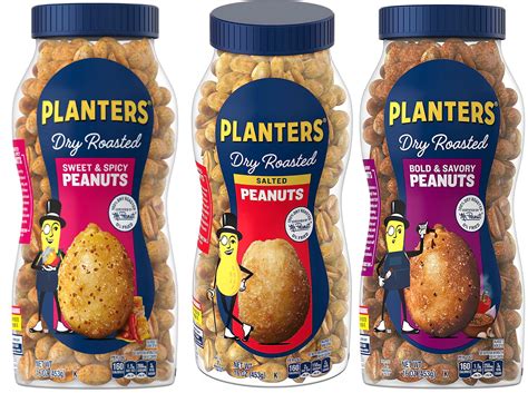 Planters Dry Roasted Peanuts Oz Jar Three Flavors Sweet And Spicy