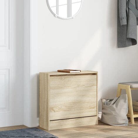 Shoe Cabinet Sonoma Oak X X Cm Engineered Wood Vidaxl