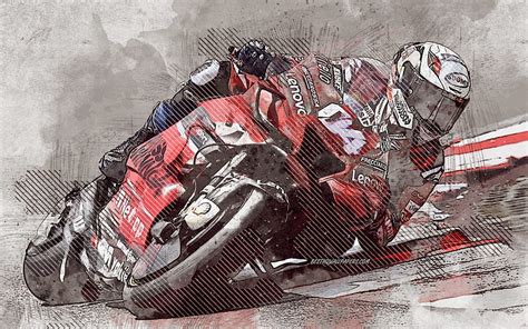 Andrea Dovizioso Piloto De Motos Italiano Arte Grunge Arte Creativo