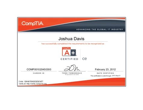 Comptia A Ce Certificate