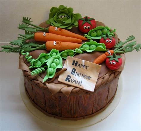 Happy Vegetables Birthday Cakes Vegetable Cake Allotment Cake