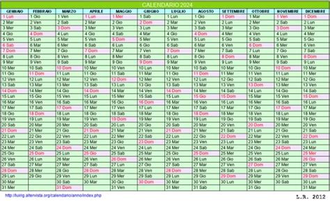 Calendario 2024 Da Stampare Con Festivita Santi E Fasi Lunari