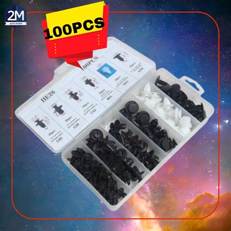 He26 100pcs Car Fastener Clip Bumper Push Pin Trim Kit Rivet Bumper Door Panel Retainer