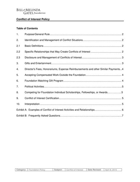 Conflict Of Interest Policy Examples Format How To Properly Pdf