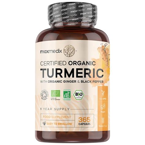 Organic Turmeric Capsules 365 1515mg Per Serving 3 Turmeric Black Pepper And Ginger Capsules