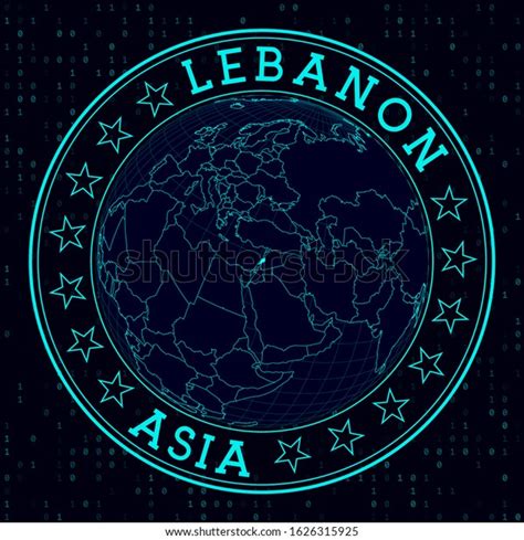 Lebanon Round Sign Futuristic Satelite View Stock Vector Royalty Free