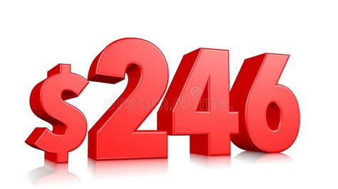 246 Two Hundred And Forty Six Price Symbol Red Text Number 3d Render