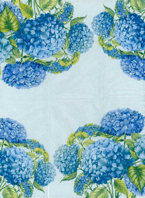 Decoupage Paper Napkins Of Blue Hydrangeas