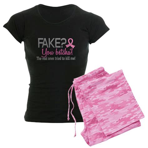 Cafepress Yes Theyre Fake Breast Cancer Womens Dark Pajama Women