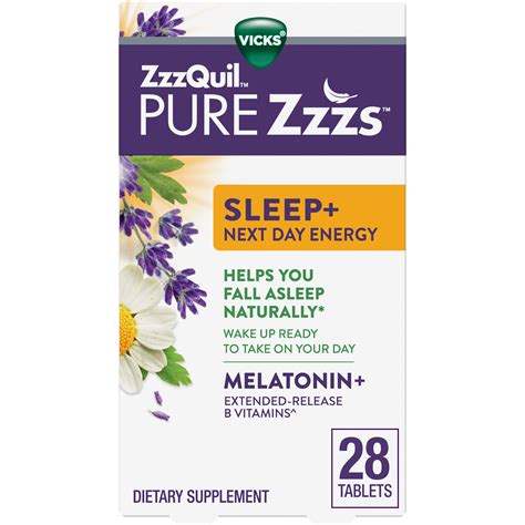 Vicks Zzzquil Pure Zzzs Sleep Next Day Energy Melatonin Extended