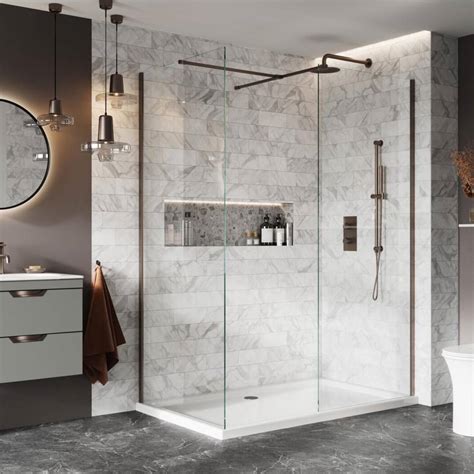 Scudo S8 Brushed Bronze 600mm Wetroom Panel Westside Bathrooms