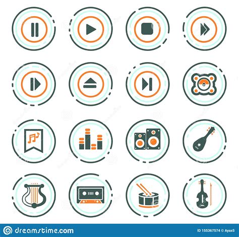 Music Icons Set Stock Vector Illustration Of Play Piano 155367574