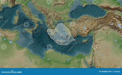 Volcanes Alrededor De La Placa Marina Del Mar Egeo Mapa Wiki Stock De