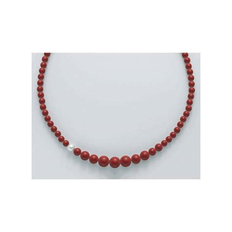 Collana Di Perle Miluna A Decrescere Corallo Rosso PCL4655