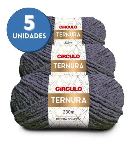 Kit 5 Lã Fio Ternura Círculo 100g 230m 4055 Cinza Tricô Frete grátis