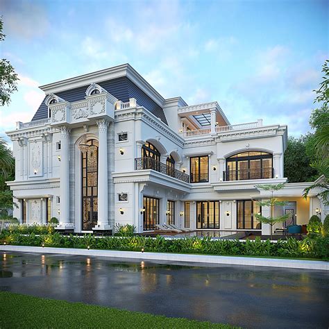 Desain Tampak Samping Rumah Klasik 3 Lantai Ibu YP Di Palembang