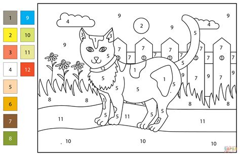 Printable Color By Number Cat