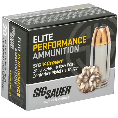 Sig Sauer Elite Performance 10mm AUTO Ammo 180 Gr V Crown JHP Ammo Deals