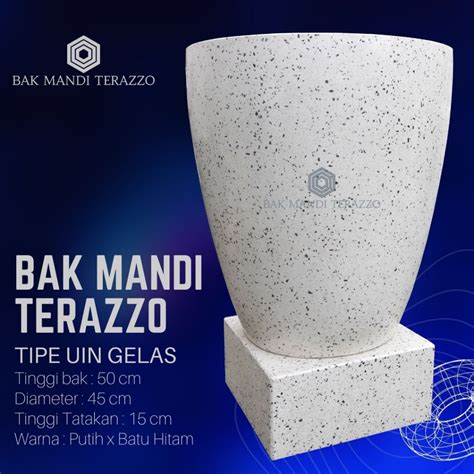 Jual BAK MANDI TERAZZO TIPE GELAS VARIAN PUTIH X BATU HITAM BAK AIR