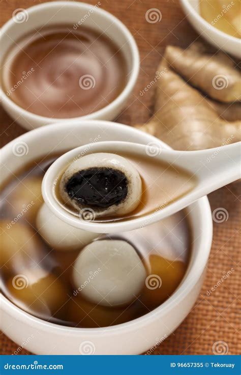 Black Sesame Dumpling In Sweet Ginger Tea Stock Image Image Of