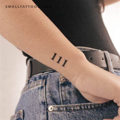 111 Angel Number Temporary Tattoo Located On The