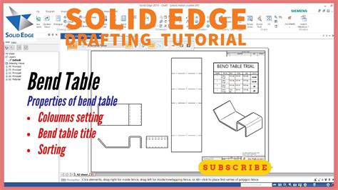 Solid Edge Bend Table Solid Edge Drafting Tutorial Solid Edge Sheet