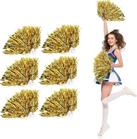 Linlin Cheerleading Pom Poms 6 Pack Cheerleader Cheering Squad Pompoms