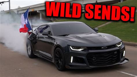 These Muscle Cars Got Wild Leaving The Car Show Hellcat Near Crash Burnouts And More Youtube