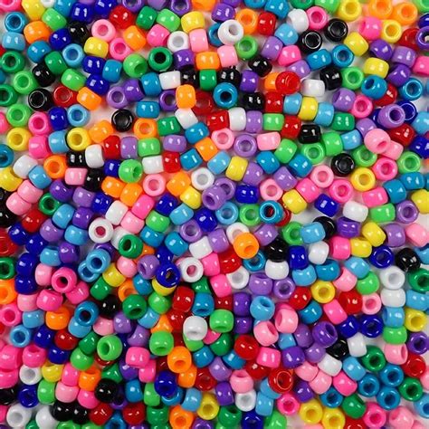 Opaque Multicolor Mix Plastic Pony Beads 6x9mm 1000 Beads Made In The