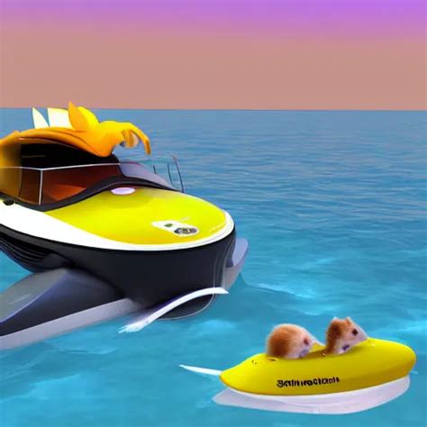 A Hamster Inspired Speed Boat In The Ocean K Stable Diffusion