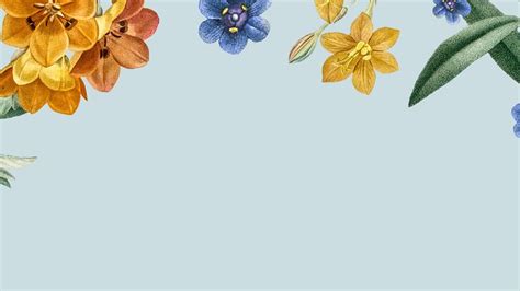 Floral border desktop wallpaper, blue | Premium Photo - rawpixel