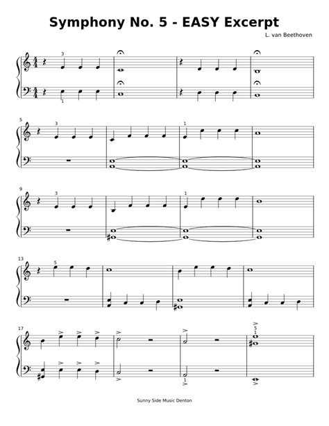 Symphony No. 5 by Beethoven (Easy) Sheet music for Piano (Solo ...