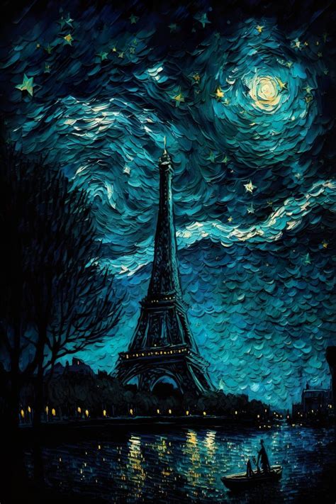 Paris Eiffel Tower Van Gogh Style Starry Night Wall Art Fantasy ...