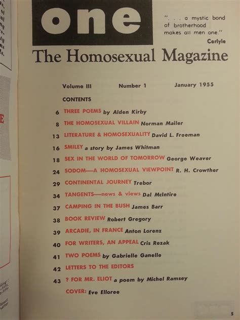 One The Homosexual Magazine January 1955 By Mailer Norman Very Good