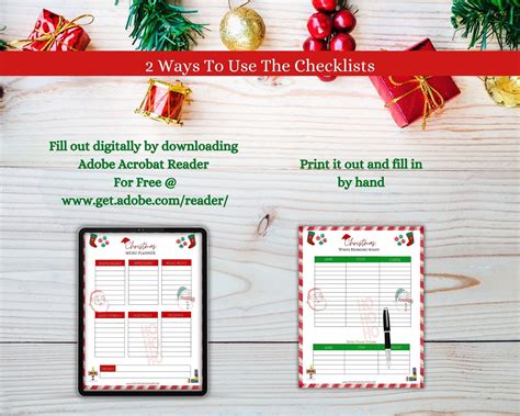 Christmas Dinner Printable Menu Meal Planner Bundle Digital Fill in 4 Sizes - Etsy